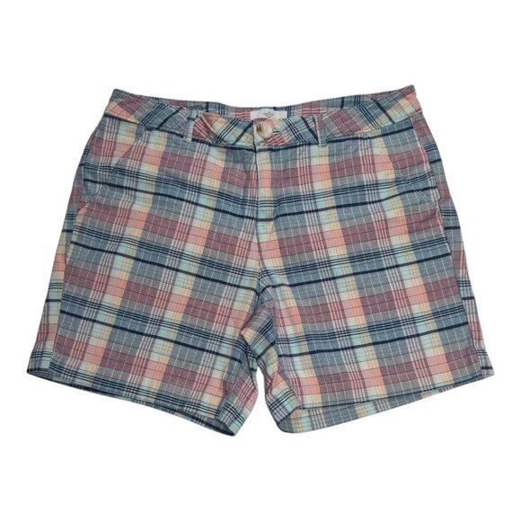 Dockers Plaid Shorts Preppy Golf Womens Size 4 Pink Blue - Picture 1 of 7